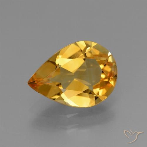 2.10ct Натуральный Темно-золотой апельсин Цитрин, Форма груши, VVS-VS
