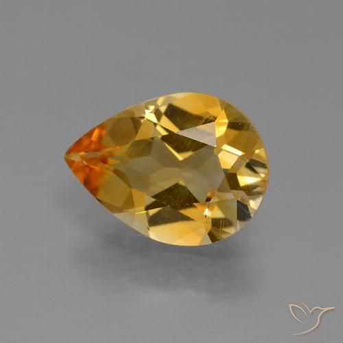 2.10ct Натуральный Средне-темный золотистый Цитрин, Форма груши, VVS-VS