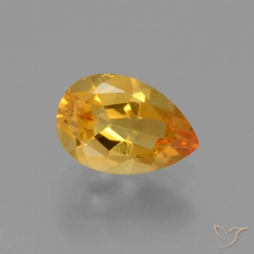 1.17ct Натуральный Темно-оранжево-золотой Цитрин, Форма груши, Чистота VS