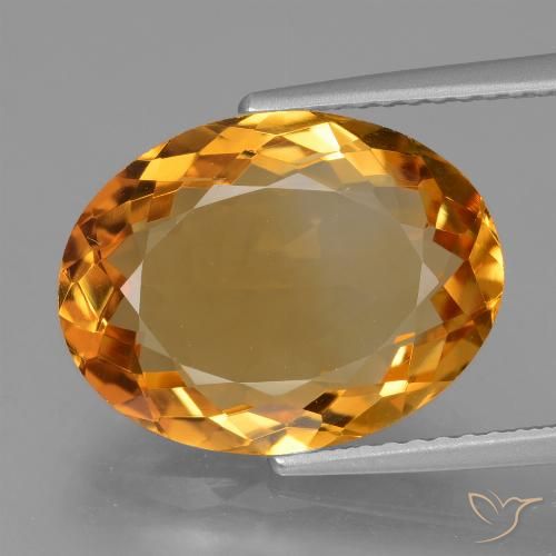 5.76ct Натуральный Глубокий оранжево-золотой Цитрин, Овал, Чистота VVS