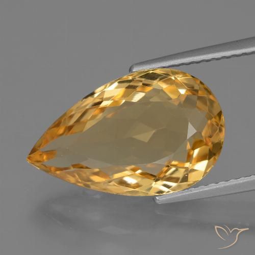 6.71ct Натуральный Глубокий оранжево-золотой Цитрин, Форма груши, Чистота VVS