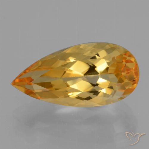 5.54ct Натуральный Темно-золотой Цитрин, Форма груши, Чистота VVS