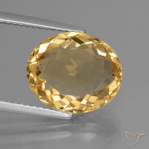 5.04ct Натуральный Светло-оранжево-золотой Цитрин, Овал, Чистота VVS