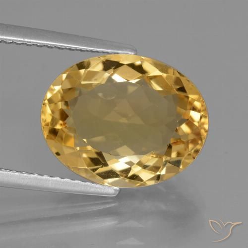 5.49ct Натуральный Средне-темный золотистый Цитрин, Овал, Чистота VVS