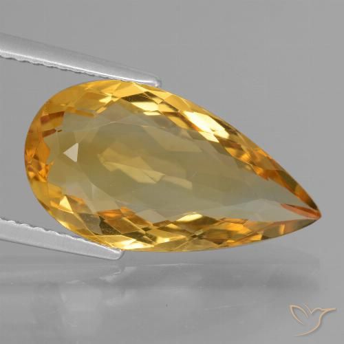 5.78ct Натуральный Темно-золотой апельсин Цитрин, Форма груши, Чистота VVS