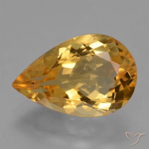 4.62ct Натуральный Темно-золотой апельсин Цитрин, Форма груши, Чистота VVS