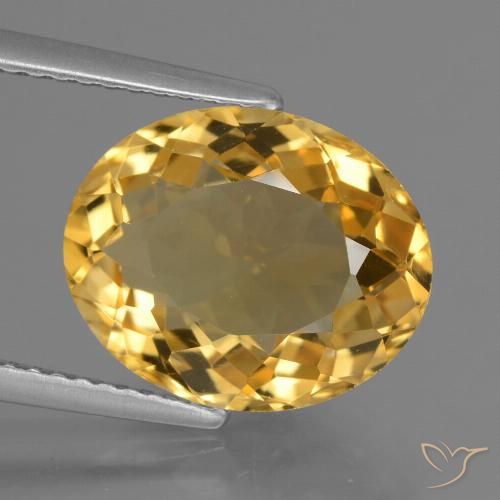 5.02ct Натуральный Средне-темный золотистый Цитрин, Овал, Чистота VVS