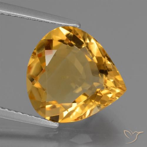 4.99ct Натуральный Темно-золотой Цитрин, Форма груши, Чистота VVS