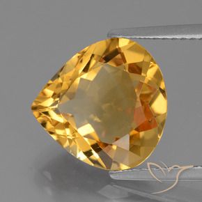 4.99 карата, натуральный Темно-золотой Цитрин, Форма груши, Чистота VVS