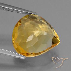 4.99 карата, натуральный Темно-золотой Цитрин, Форма груши, Чистота VVS