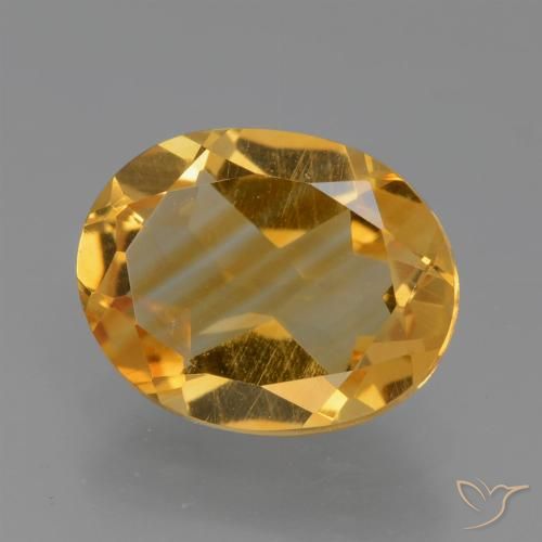 2.09ct Натуральный Средне-светлый оранжево-золотой Цитрин, Овал, Чистота VS