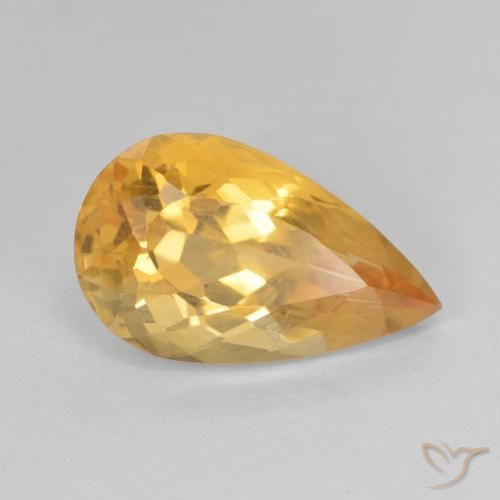 5.83ct Натуральный Темно-золотой Цитрин, Форма груши, Чистота VVS