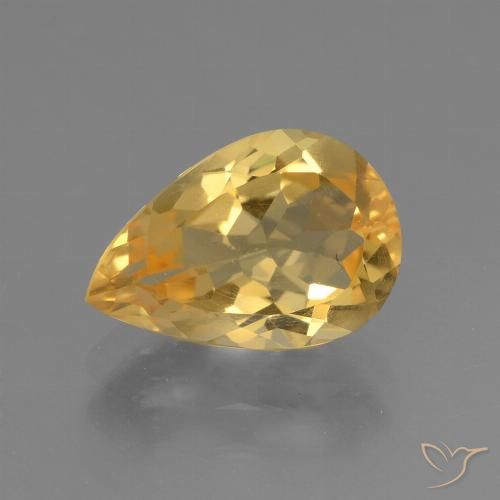 2.29ct Натуральный Темно-золотой апельсин Цитрин, Форма груши, Чистота VVS