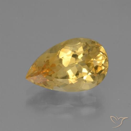 3.12ct Натуральный Средне-темный золотистый Цитрин, Форма груши, Чистота VVS