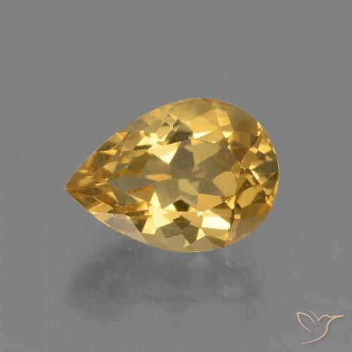3.22ct Натуральный Средне-темный золотистый Цитрин, Форма груши, Чистота VVS