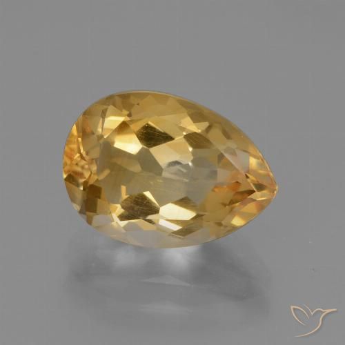 3.46ct Натуральный Светло-оранжево-золотой Цитрин, Форма груши, Чистота VVS