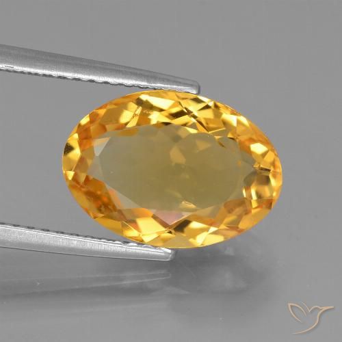 3.94ct Натуральный Глубокий оранжево-золотой Цитрин, Овал, VVS-VS