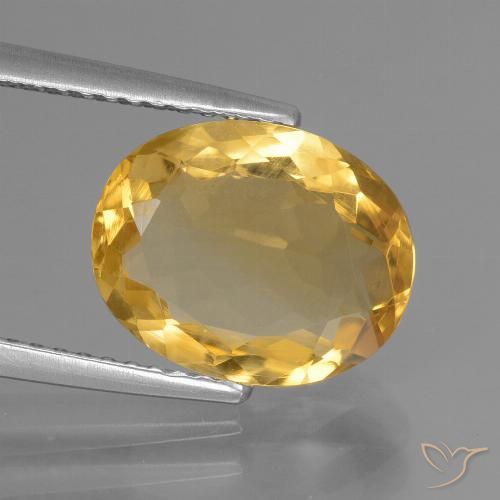 3.12ct Натуральный Среднее золото Цитрин, Овал, Чистота VVS
