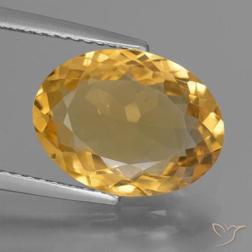 4.44ct Натуральный Оранжево-золотой Цитрин, Овал, Чистота VS