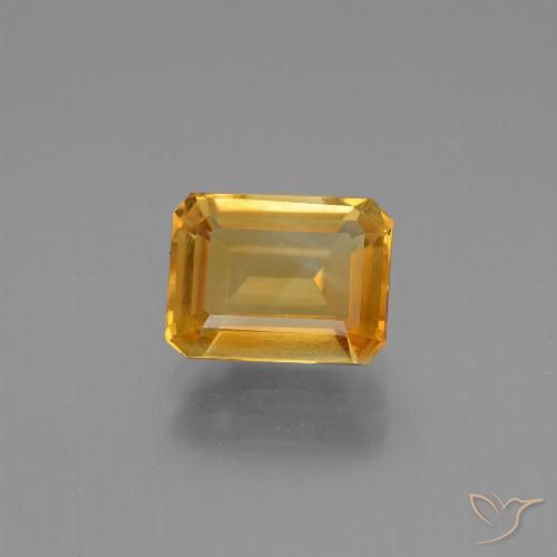 1.65ct Натуральный Оранжево-золотой Цитрин, Изумрудная огранка, VVS-VS