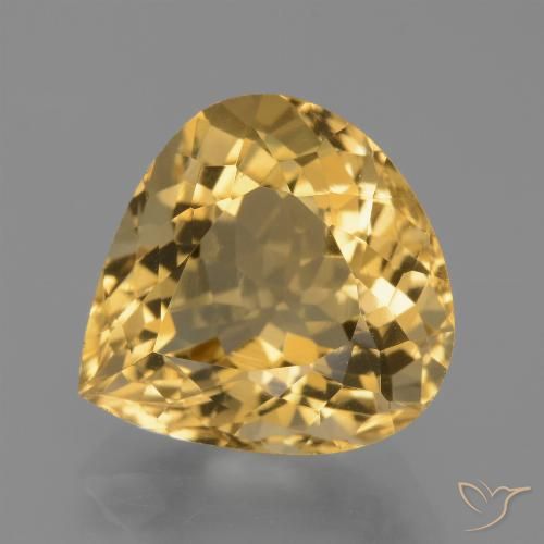 7.27ct Натуральный Средне-темный золотистый Цитрин, Форма груши, Чистота VVS