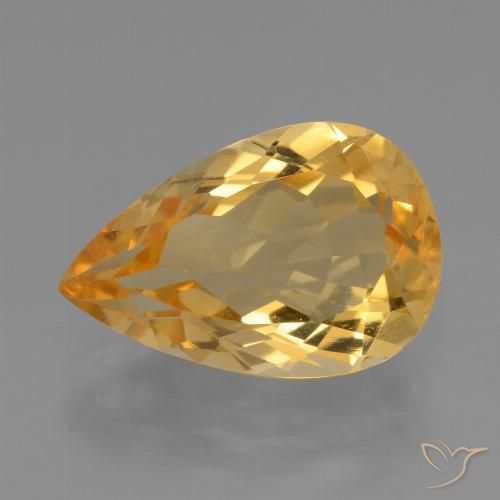 3.92ct Натуральный Золотой Цитрин, Форма груши, VVS-VS