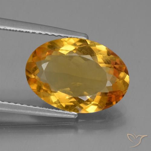 4.07ct Натуральный Темно-оранжево-золотой Цитрин, Овал, VVS-VS