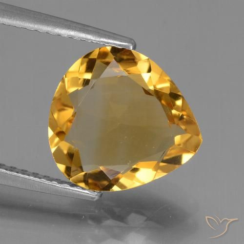 2.95ct Натуральный Средне-темный золотистый Цитрин, Форма груши, Чистота VVS