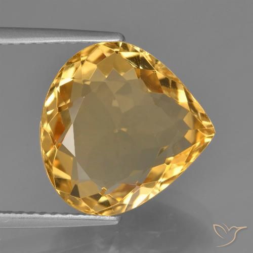 6.37ct Натуральный Темно-золотой апельсин Цитрин, Форма груши, Чистота VVS