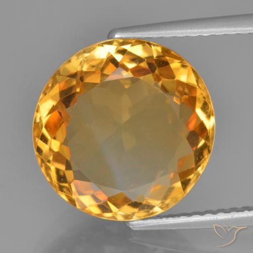 6.68ct Натуральный Глубокий оранжево-золотой Цитрин, Круглый, Чистота VVS