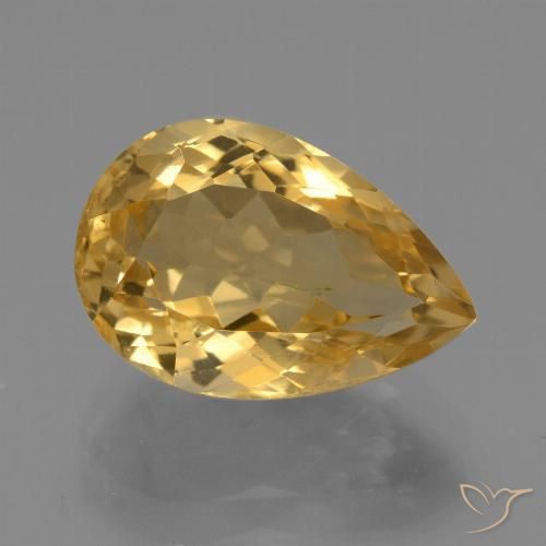 4.45ct Натуральный Средне-темный золотистый Цитрин, Форма груши, VVS-VS