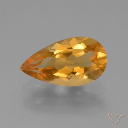 2.92ct Натуральный Оранжево-золотой Цитрин, Форма груши, VVS-VS