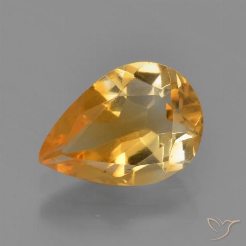 1.60ct Натуральный Оранжево-золотой Цитрин, Форма груши, VVS-VS