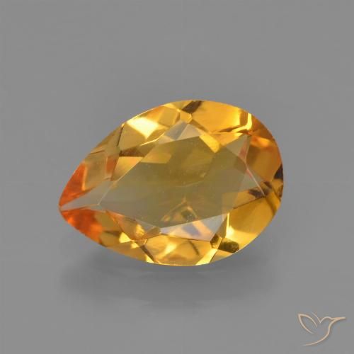 1.23ct Натуральный Темно-оранжево-золотой Цитрин, Форма груши, VVS-VS