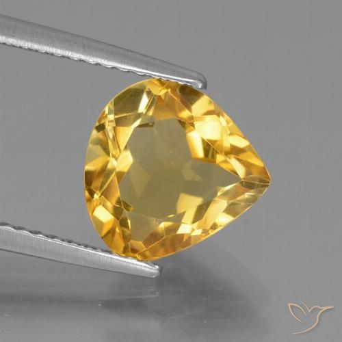 2.40ct Натуральный Средне-темный золотистый Цитрин, Форма груши, VVS-VS