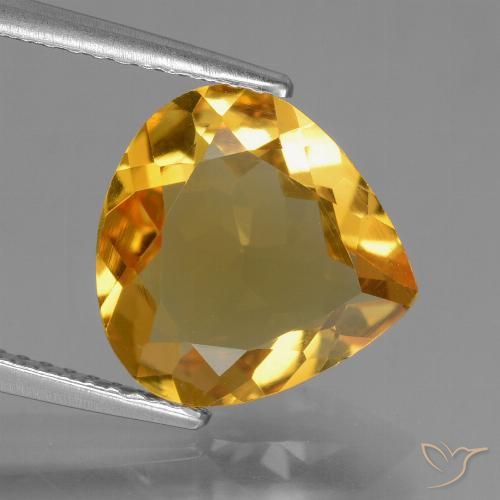 3.14ct Натуральный Глубокий оранжево-золотой Цитрин, Форма груши, VVS-VS
