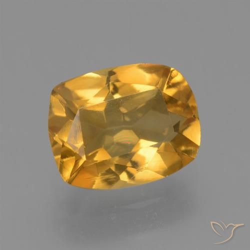 1.54ct Натуральный Глубокий оранжево-золотой Цитрин, Подушка, VVS-VS