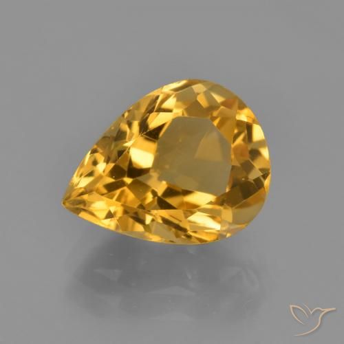 3.54ct Натуральный Темно-золотой Цитрин, Форма груши, Чистота VVS