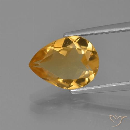 2.07ct Натуральный Темно-золотой апельсин Цитрин, Форма груши, Чистота VVS