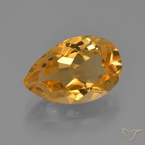 3.93ct Натуральный Темно-оранжево-золотой Цитрин, Форма груши, VVS-VS