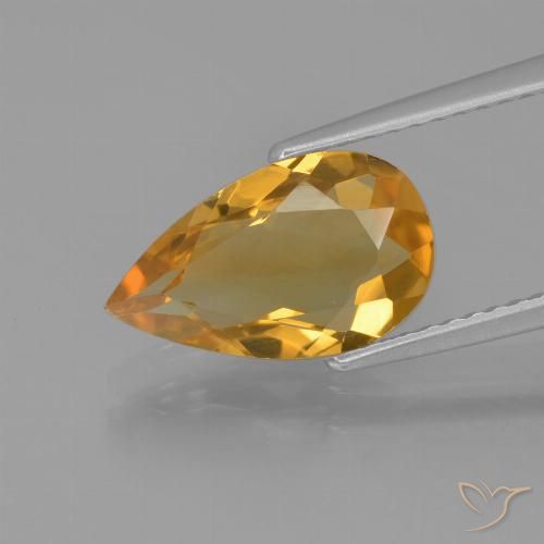 1.97ct Натуральный Темно-оранжево-золотой Цитрин, Форма груши, VVS-VS