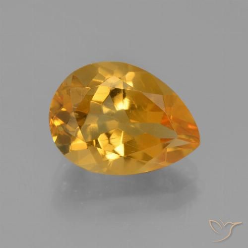 3.24ct Натуральный Глубокий оранжево-золотой Цитрин, Форма груши, VVS-VS