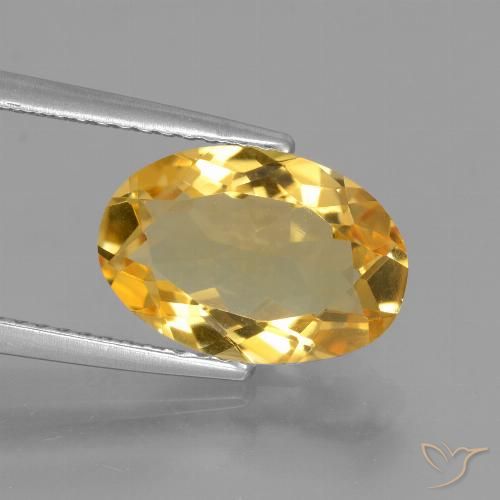 3.17ct Натуральный Средне-светлый золотистый Цитрин, Овал, Чистота VVS
