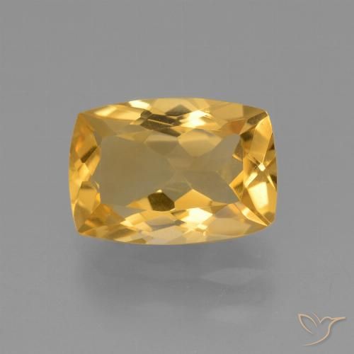 3.50ct Натуральный Средне-темный золотистый Цитрин, Подушка, Чистота VVS