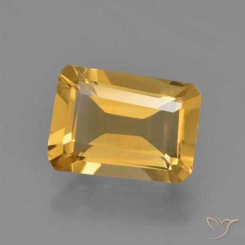 2.24ct Натуральный Средне-темный золотистый Цитрин, Изумрудная огранка, VVS-VS