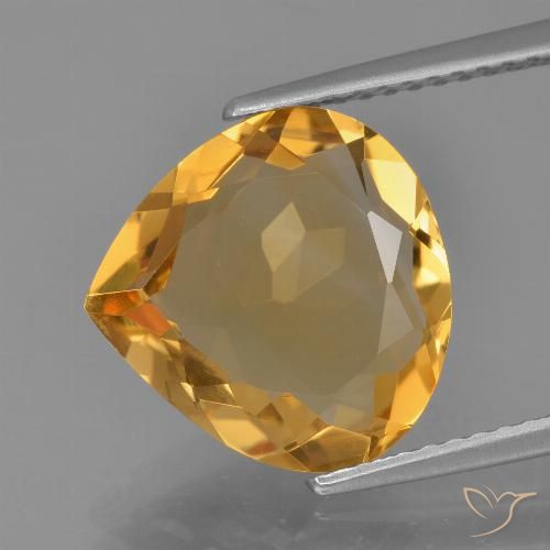 4.19ct Натуральный Темно-оранжево-золотой Цитрин, Форма груши, VVS-VS