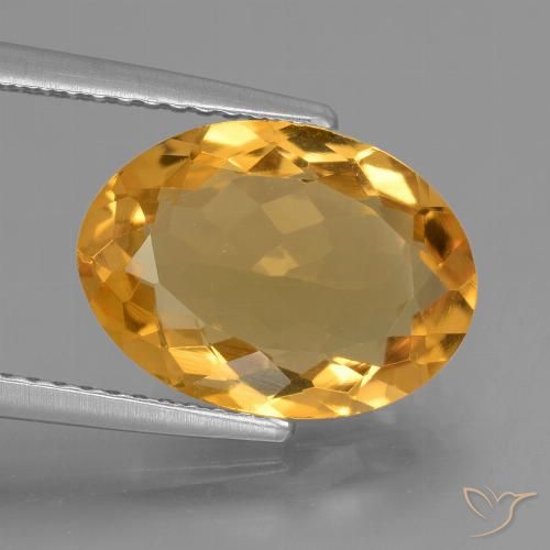3.77ct Натуральный Средне-светлый оранжево-золотой Цитрин, Овал, VVS-VS