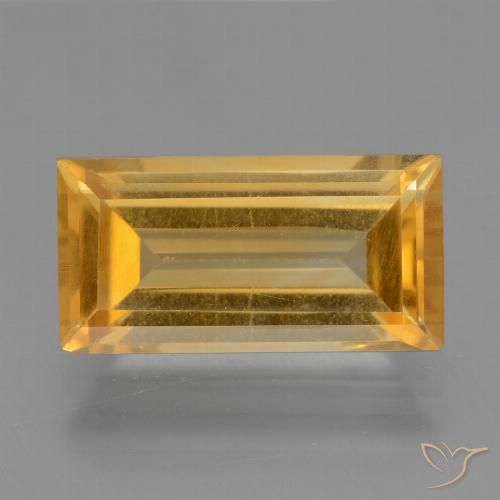 4.25ct Натуральный Средне-темный золотистый Цитрин, Огранка Багет, Чистота VS
