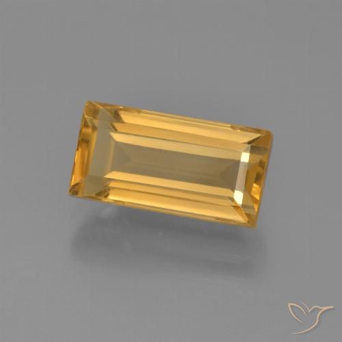 3.28ct Натуральный Средне-темный золотистый Цитрин, Огранка Багет, VVS-VS