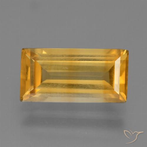 2.50ct Натуральный Средне-светлый оранжево-золотой Цитрин, Огранка Багет, Чистота VS